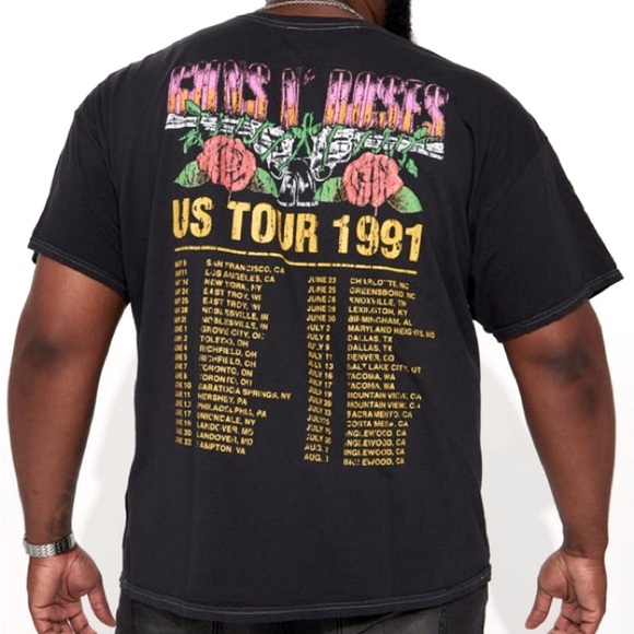 (A11) Guns N Roses 1991 US Tour Short Sleeve Tee - Black, Size 3X, NWOT, Unisex - Picture 3 of 8